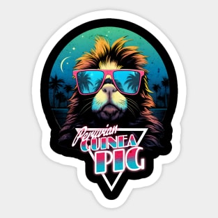 Retro Wave Peruvian Guinea Pig Miami Sticker